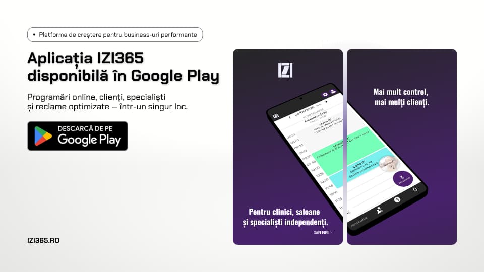 Aplicația IZI365 Programări pentru clinici și saloane – disponibilă în Google Play