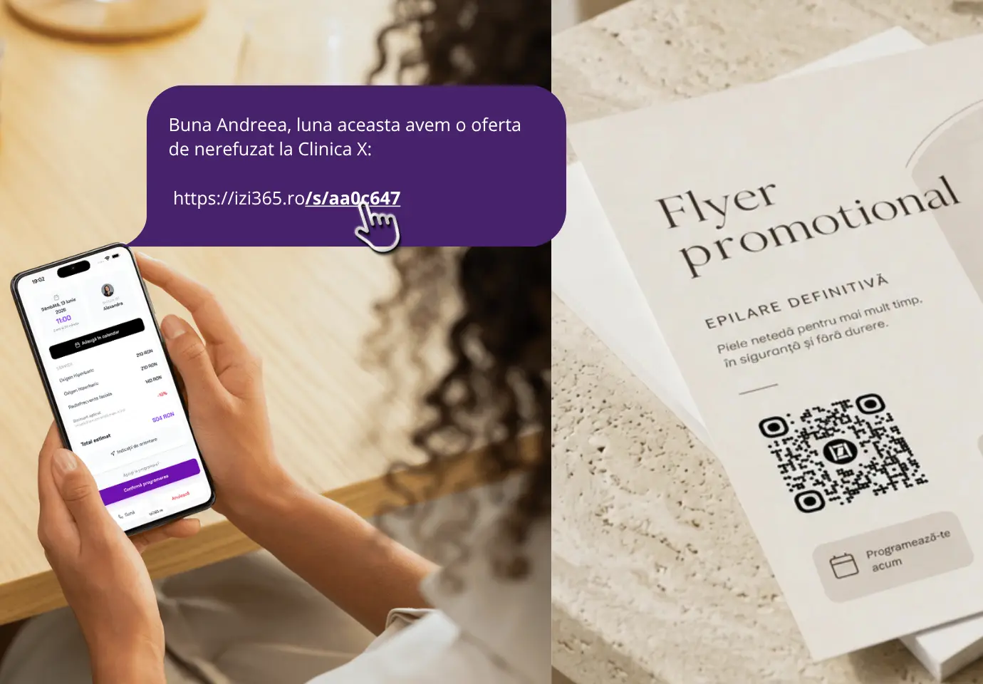 Link scurt și cod QR pentru programări și campanii — IZI365