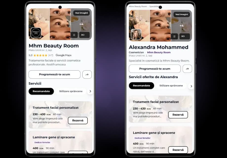 Platforma de programări online booking.mhmbeauty.ro