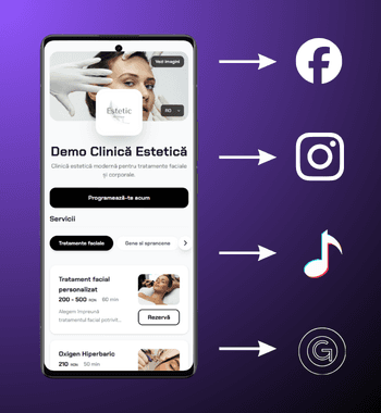 Clinică medicală: programări conectate la rețele sociale și reclame