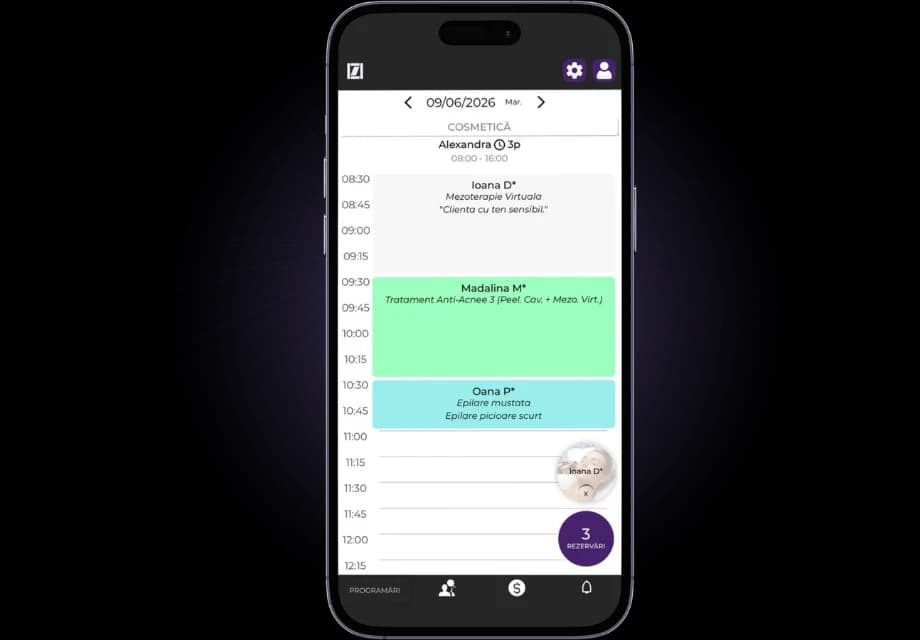 Agendă plină — clienți care vin la programare cu confirmări automate